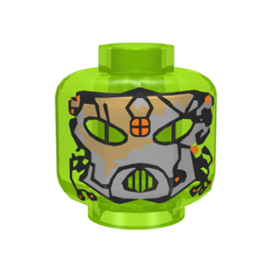 trans-neon green minifigure head alien with gray mask and mouth grille pattern ufo blue