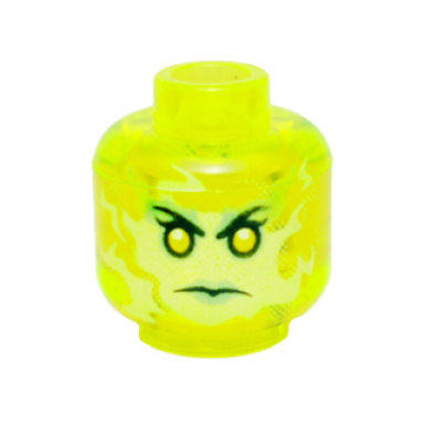 trans-neon green minifigure head alien female ghost with yellowish green face and sand green lips pattern
