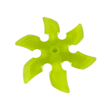 trans-neon green technic circular saw blade with pin hole and six teeth large shuriken throwing star