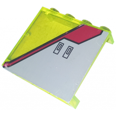 trans-neon green panel 1 x 4 x 3 with sw silver and red pattern left sticker - set 4482