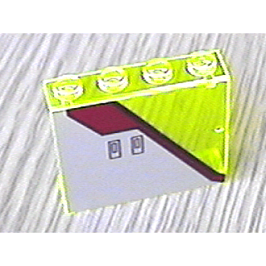 trans-neon green panel 1 x 4 x 3 with sw silver and red pattern right sticker - set 4482