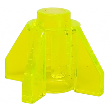 trans-neon green brick round 1 x 1 with fins