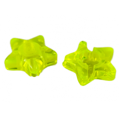 trans-neon green clikits icon star 2 x 2 small with hole
