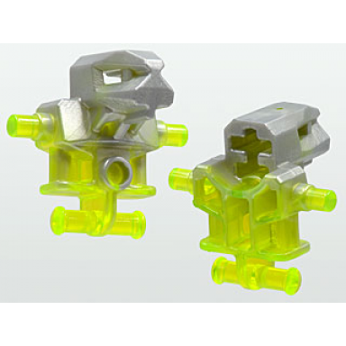 trans-neon green torso head mechanical exo-force robot with marbled pearl light gray pattern