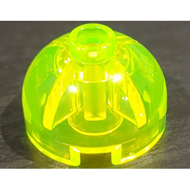 trans-neon green brick round 2 x 2 dome top