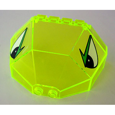 trans-neon green windscreen 8 x 3 1 2 x 4 1 6 canopy half octagonal with black and white eyes with green eyebrows pattern stickers - sets 2160 2162