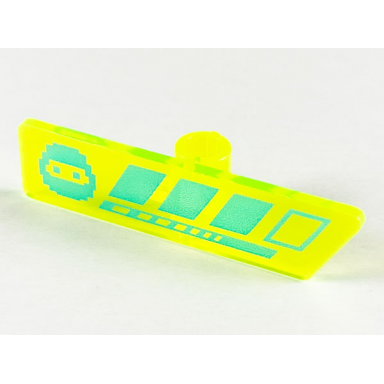 trans-neon green minifigure utensil gameplayer label with pixelated medium azure ninja head and broken stripe health bar pattern