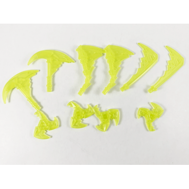 trans-neon green minifigure weapon pack sickles swords and shuriken throwing stars 10 in bag multipack