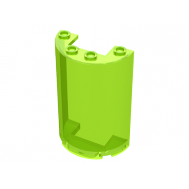 trans-neon green cylinder half 2 x 4 x 5 with 1 x 2 cutout