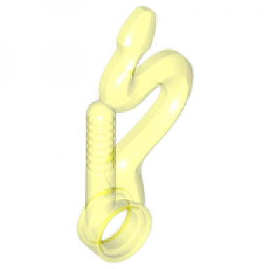 trans-neon green minifigure weapon whip bent with snake head and pin hole