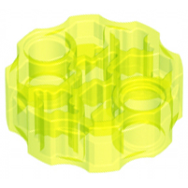 trans-neon green technic axle connector block round with 2 pin holes and 3 axle holes hero factory weapon barrel