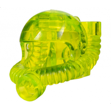 trans-neon green minifigure headgear helmet space town with breathing hose