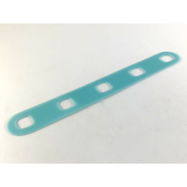 trans-aqua clikits flexy film strip 2 x 14 with rounded ends and 5 holes