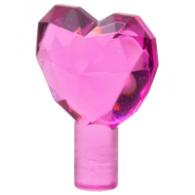 trans-dark pink rock 1 x 1 jewel heart shaped
