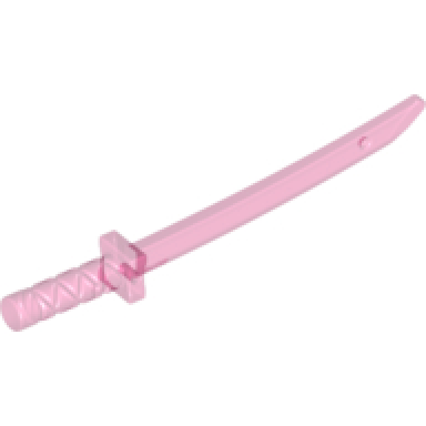 trans-dark pink minifigure weapon sword shamshir katana square guard with capped pommel and holes in crossguard and blade