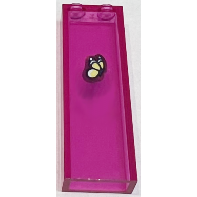 trans-dark pink brick 1 x 2 x 5 with bright light yellow butterfly pattern sticker - set 41162