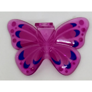 trans-dark pink minifigure wings butterfly rounded with magenta and blue pattern