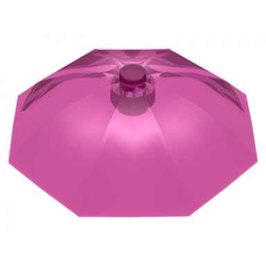 trans-dark pink minifigure utensil umbrella top with no bottom flaps 6 x 6 with top stud