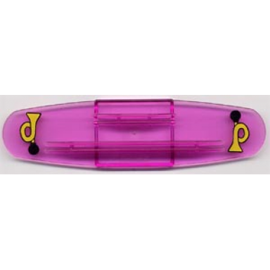 trans-dark pink duplo train action brick intelli-train with yellow horn with black bulb pattern on both ends