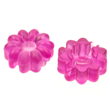 trans-dark pink clikits icon flower 10 petals 2 x 2 small with hole frosted solid and transparent colors