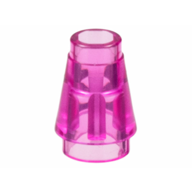 trans-dark pink cone 1 x 1 with top groove