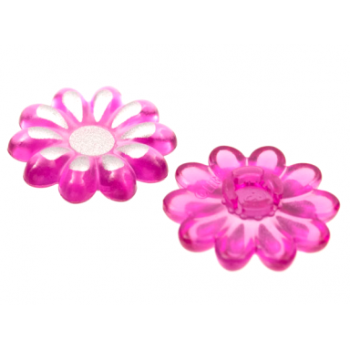 trans-dark pink clikits icon flower 10 petals 2 x 2 large with pin polished with silver center and petal highlights pattern