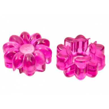 trans-dark pink clikits icon flower 10 petals 2 x 2 small with hole polished transparent colors only