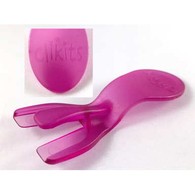 trans-dark pink clikits tool part separator with clikits logo on handle