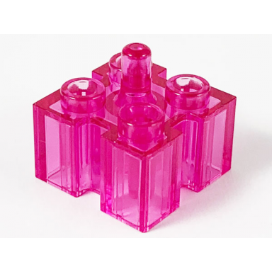 trans-dark pink brick modified 2 x 2 with channels and top peg