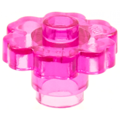 trans-dark pink plant flower 2 x 2 rounded - open stud