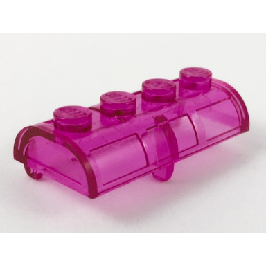 trans-dark pink container treasure chest lid curved with thick hinge