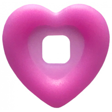 trans-dark pink clikits icon accent plastic heart 3 3 8 x 3 3 8 with raised border