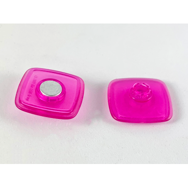 trans-dark pink clikits icon square 2 x 2 large with pin and magnet
