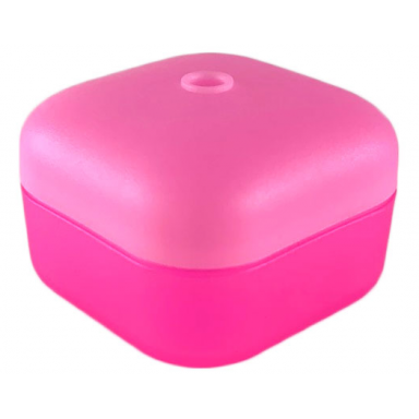 trans-dark pink clikits container square box with hole with trans-pink lid 51462 51285