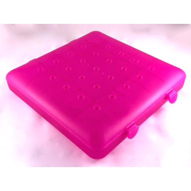 trans-dark pink clikits container square box with 25 holes clikits098 clikits282