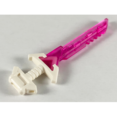 trans-dark pink minifigure weapon sword with wide pommel and molded trans-dark pink serrated blade pattern ninjago key-tana