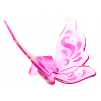 trans-dark pink minifigure wings butterfly pointed with lavender and metallic pink swirls silver stars pattern