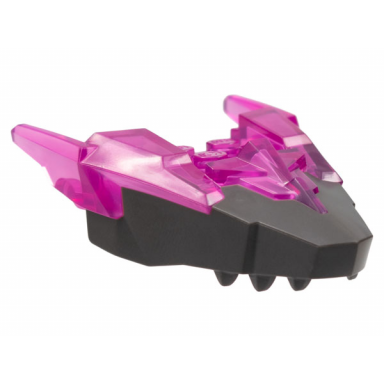 trans-dark pink dragon head ninjago jaw upper with horns with molded pearl dark gray face pattern