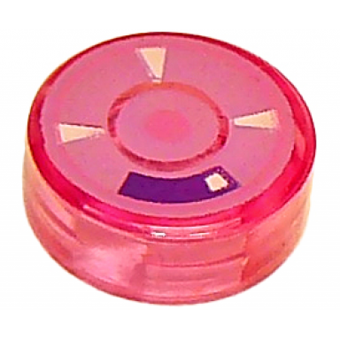 trans-dark pink tile round 1 x 1 with circles and triangles pattern
