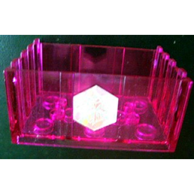 trans-dark pink container trunk bottom 4 x 6 x 2 1 3 with snowflake pattern sticker - set 7581