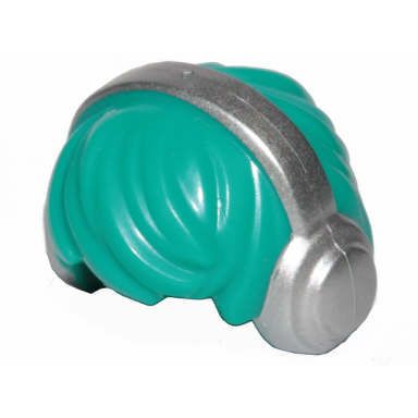 dark turquoise minifigure hair short tousled with silver headphones pattern