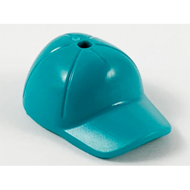 dark turquoise minifigure headgear cap - short curved bill with seams and hole on top