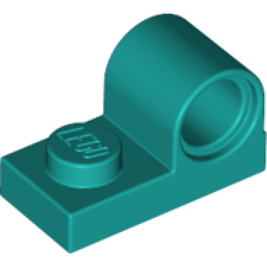 dark turquoise plate modified 1 x 2 with pin hole on top