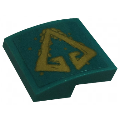 dark turquoise slope curved 2 x 2 x 2 3 with gold spots and diamond tribal symbol tattoo pattern side a sticker - set 71746