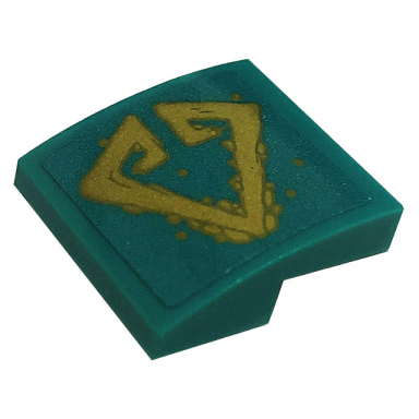 dark turquoise slope curved 2 x 2 x 2 3 with gold spots and diamond tribal symbol tattoo pattern side b sticker - set 71746