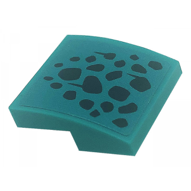 dark turquoise slope curved 2 x 2 x 2 3 with black spots scales and lines pointing up pattern sticker - set 71755