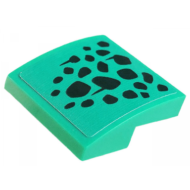 dark turquoise slope curved 2 x 2 x 2 3 with black spots scales and lines pointing down pattern sticker - set 71755