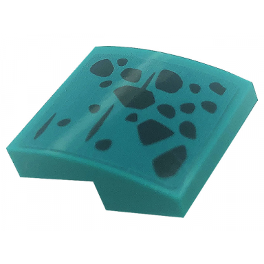 dark turquoise slope curved 2 x 2 x 2 3 with black spots and scales pattern model left side sticker - set 71755
