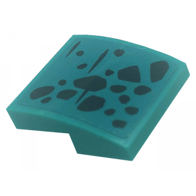dark turquoise slope curved 2 x 2 x 2 3 with black spots and scales pattern model right side sticker - set 71755