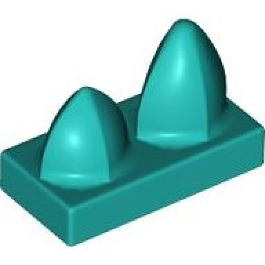 dark turquoise tile modified 1 x 2 with 2 teeth vertical